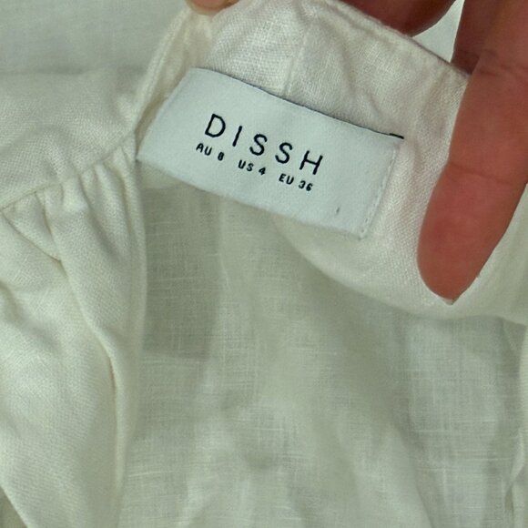 DISSH - White Aisle Linen Tie Bow Midi Dress - Picture 6 of 9